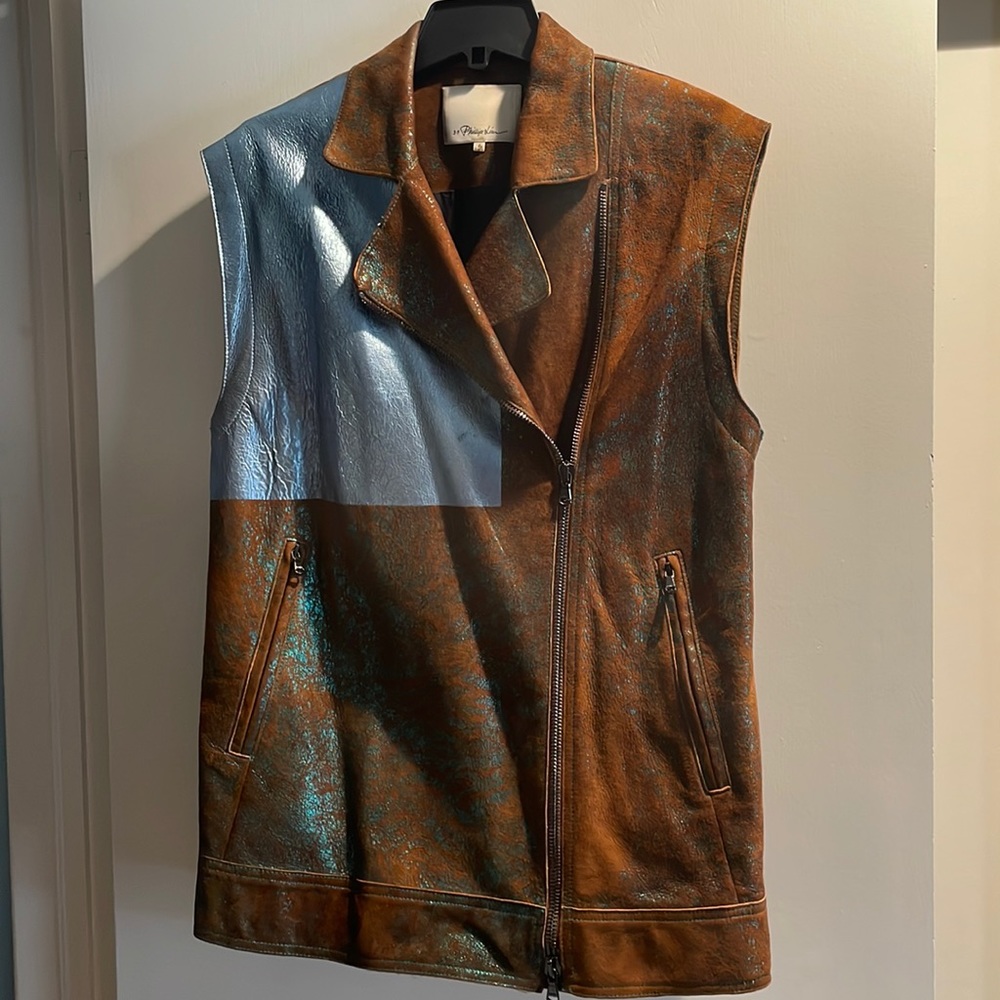 3.1 Philip Lim Metallic Leather Biker Vest